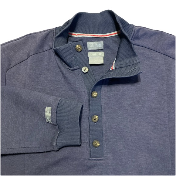 Adidas - AdiPURE Button Mock Pullover Blue Medium - Picture 1 of 10